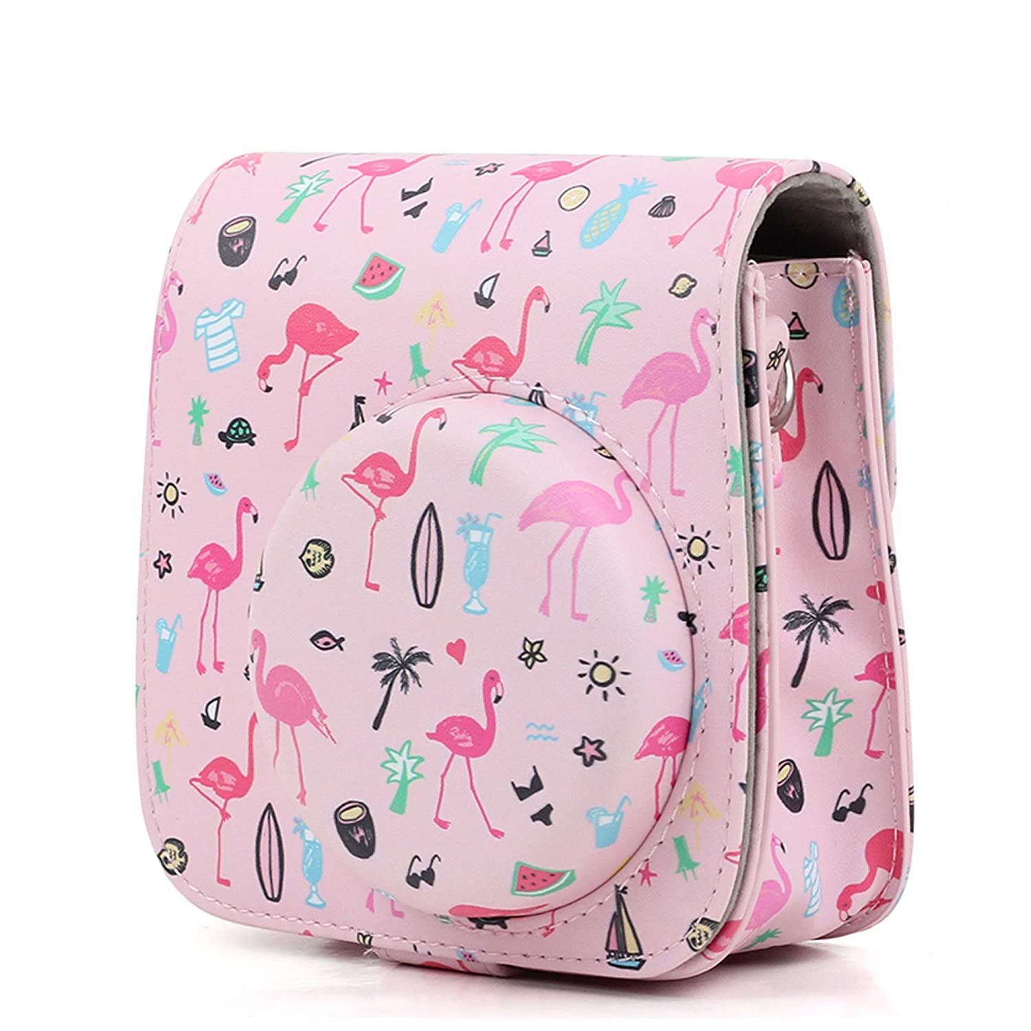 Fujifilm Instax Mini 8/8+/9 Leather Case (Flamingo Design Pink)
