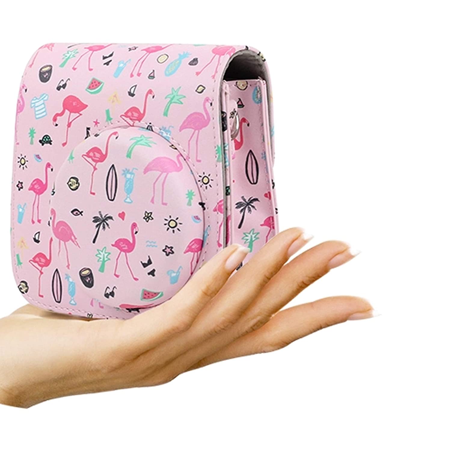 Fujifilm Instax Mini 8/8+/9 Leather Case (Flamingo Design Pink) - Image 4