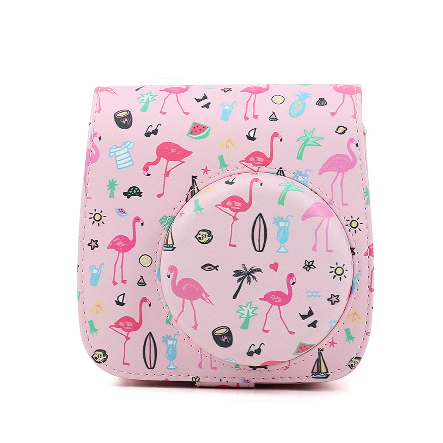 Fujifilm Instax Mini 8/8+/9 Leather Case (Flamingo Design Pink) - Image 2